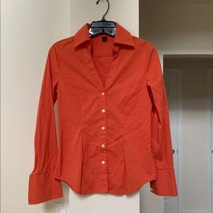 Express orange button down fitted shirt